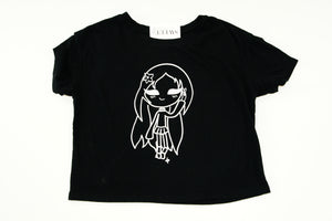 PEACE ADULT CROP TEE BLACK