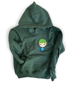 DUDE PATCH YOUTH HOODIE, HUNTER GREEN