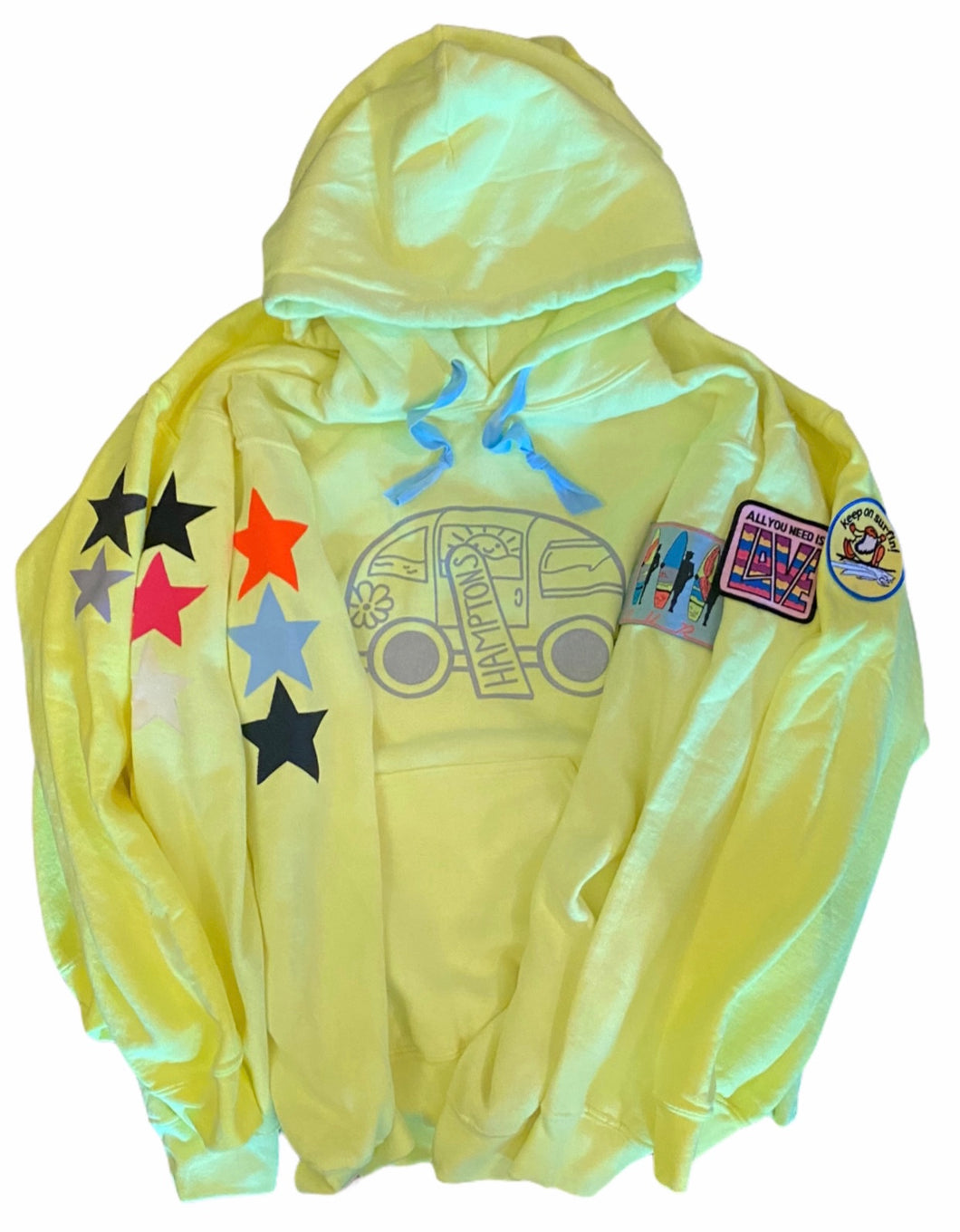 HAMPTONS STAR ADULT HOODIE W/ VINTAGE SURF PATCH NEON